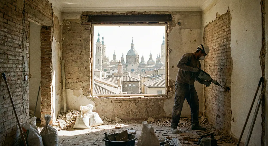 Reforma en un piso del centro de Zaragoza con la Basílica del Pilar al fondo